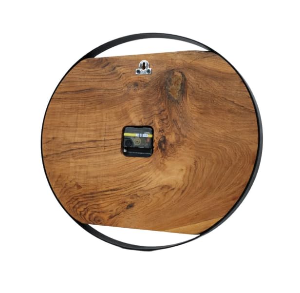 Rustic Saagwan Wood Wall Clock | Metal Frame