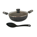 Non Stick Deep Kadai with Glass Lid | 5 Litre Multipurpose Cooking Kadhai for Indian Kitchen | Gas Stove Compatible Frying Pan for Curry Sabzi | Deep Fry Nonstick Cookware with Strong Handles