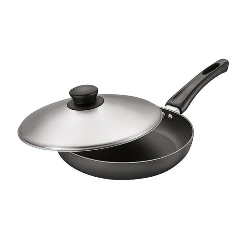 Deep Non Stick Frying Pan with Lid | Multipurpose Fry Pan for Gas Stove | Nonstick Cookware for Eggs, Curries, Vegetables & Daily Cooking (3 LTR)