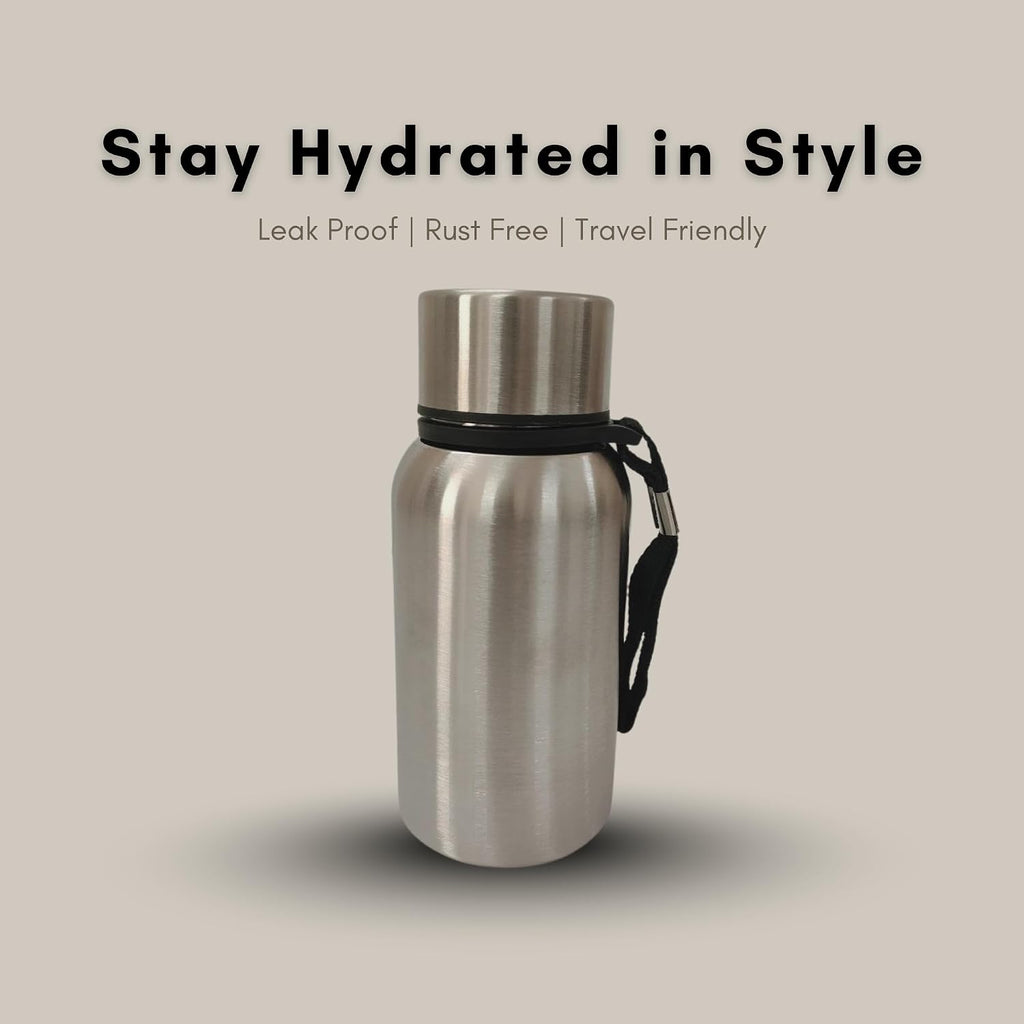 Stainless Steel Water Bottle Single Wall | Leak Proof Rust Resistant Reusable Drinking Bottle for Home Office School | Travel Durable Metal Water Bottle (500ml)