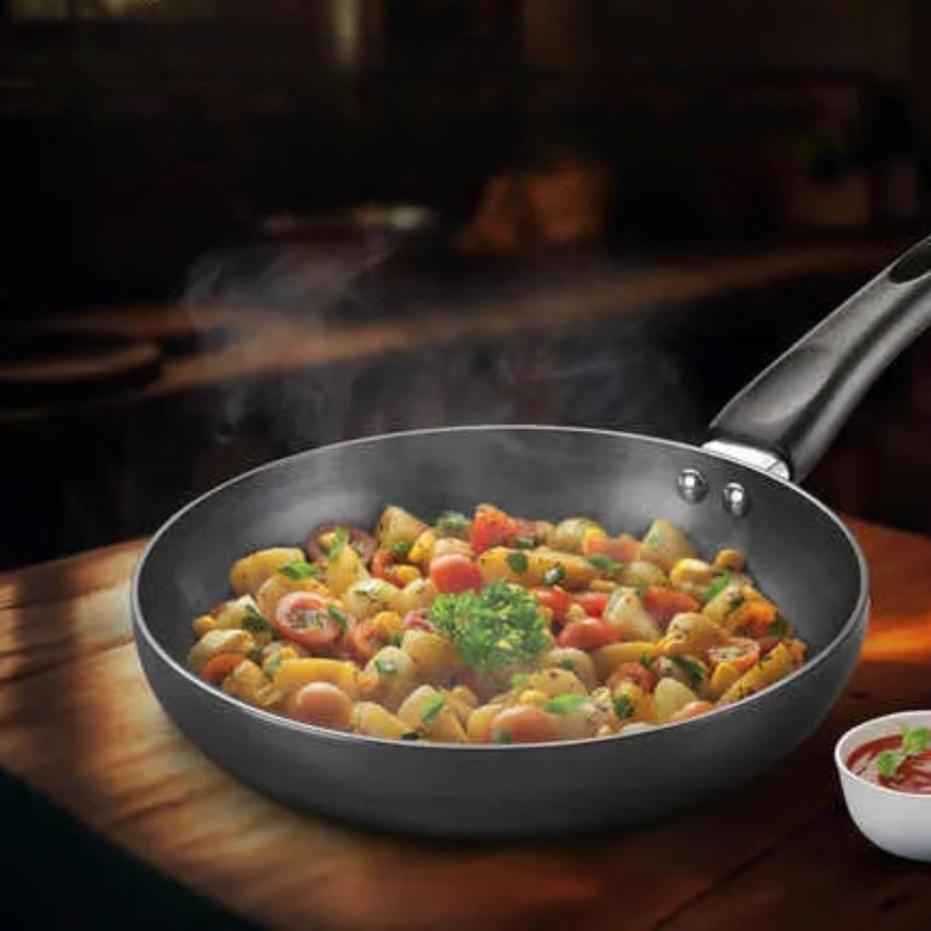 Deep Non Stick Frying Pan with Lid | Multipurpose Fry Pan for Gas Stove | Nonstick Cookware for Eggs, Curries, Vegetables & Daily Cooking (3 LTR)