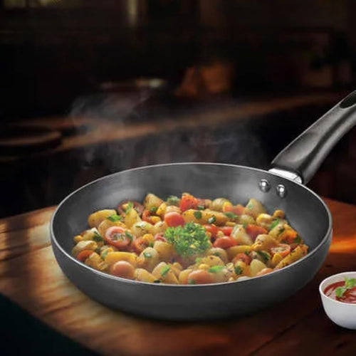 Deep Non Stick Frying Pan with Lid | Multipurpose Fry Pan for Gas Stove | Nonstick Cookware for Eggs, Curries, Vegetables & Daily Cooking (3 LTR)