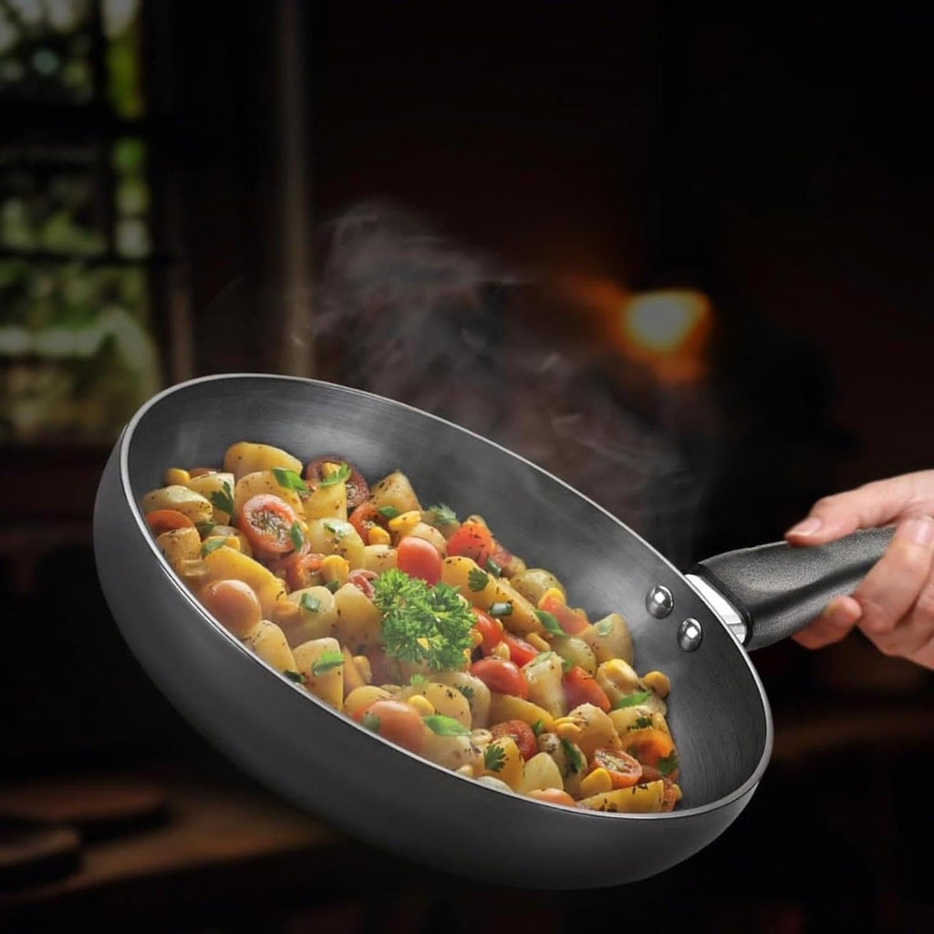 Deep Non Stick Frying Pan with Lid | Multipurpose Fry Pan for Gas Stove | Nonstick Cookware for Eggs, Curries, Vegetables & Daily Cooking (3 LTR)