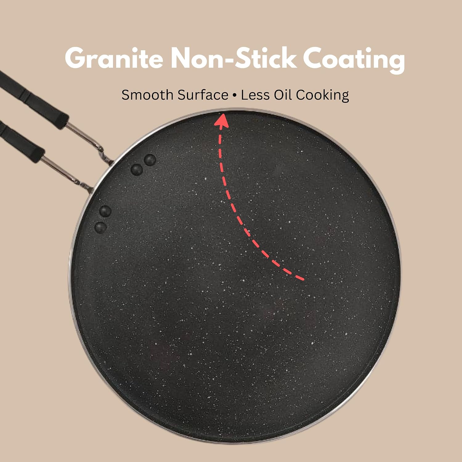 Non Stick Flat Tawa for Dosa | Roti Chapati 30 cm Granite Coated Tawa with Dual Handle | Gas Stove Compatible | Flat Roti Pan for Home Kitchen Cookware