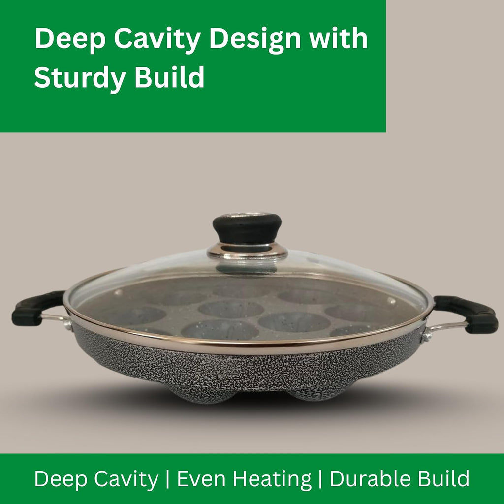 Non-Stick Appam Pan with Lid | 12 Cavity