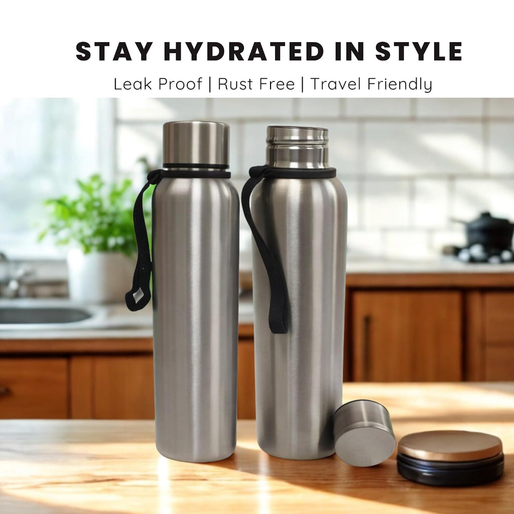 Stainless Steel Water Bottle Single Wall | Leak Proof Drinking Bottle Rust Resistant | Reusable Water Container for Office School Gym Travel | Outdoor Use Lightweight (750ml)