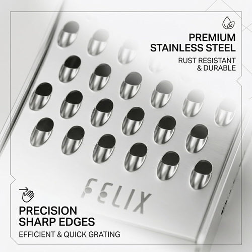 Stainless Steel Handheld Chipso Grater for Kitchen Use | Thick & Thin Cut Grating Blade | Manual Cheese & Vegetable Shredder for Paneer, Carrot, Potato and Salad (Thick Grater)