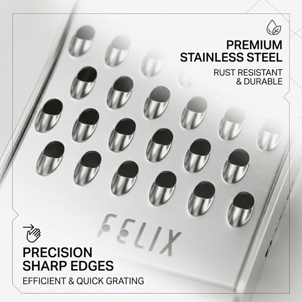 Manual Stainless Steel Chipso Grater for Kitchen | Thick Slot Vegetable & Cheese Grating Tool | Handheld Shredder for Paneer, Potato, Carrot and Salad Preparation (Thick Grater)