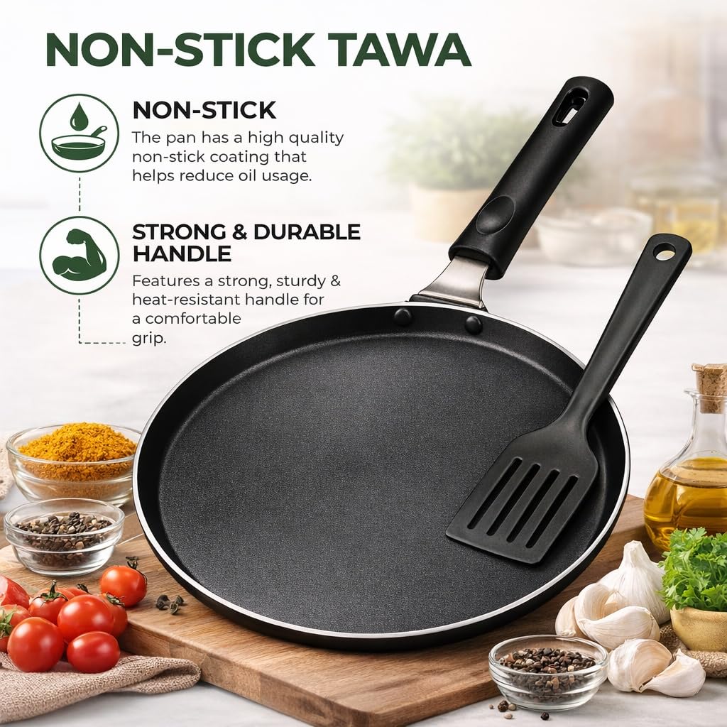 Non-Stick Dosa Tawa | 28cm, Durable Handle