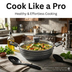 Non Stick Deep Kadai with Glass Lid | 5 Litre Multipurpose Cooking Kadhai for Indian Kitchen | Gas Stove Compatible Frying Pan for Curry Sabzi | Deep Fry Nonstick Cookware with Strong Handles